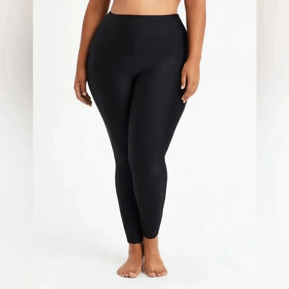 Torrid Black Active Performance High-Rise Swim Nylon Legging 1X 14/16